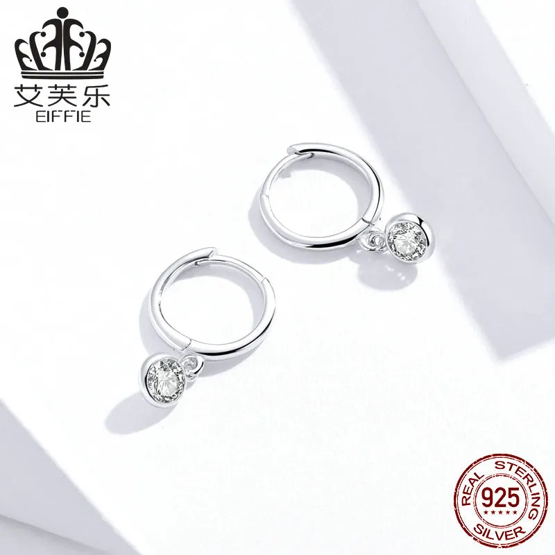Earrings Zircon Earrings Sterling Silver S925 White Gold Plated Stud Earrings
