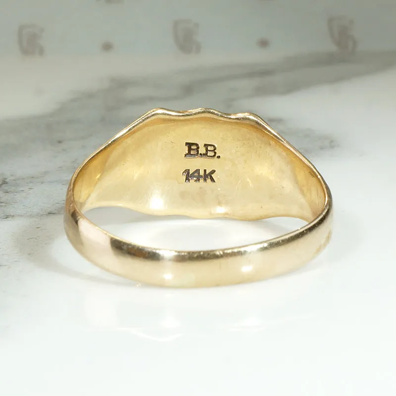 Edwardian Signet Ring with Soft Gold Florals