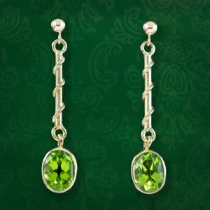 Edwardian Style Peridot Drop Earrings 9ct Gold