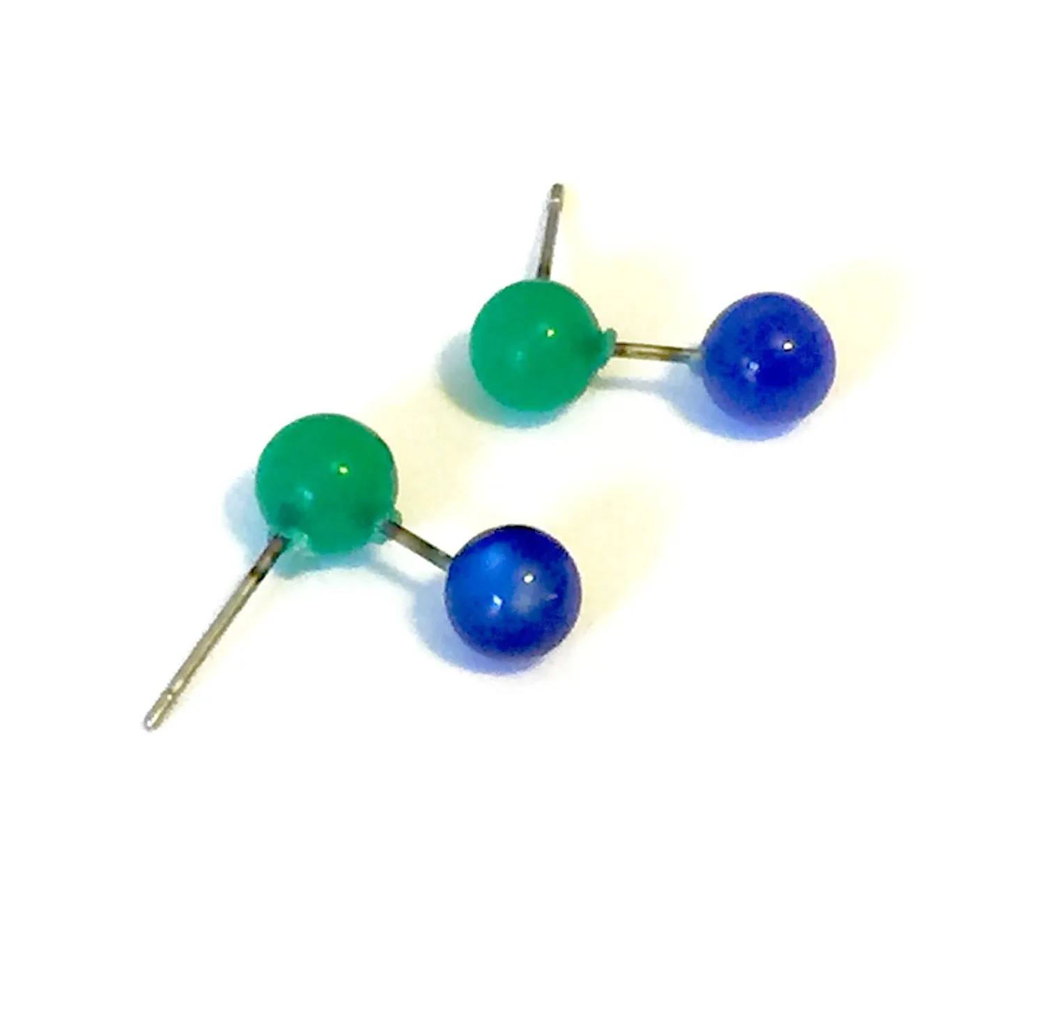 Emerald & Blue Moonglow Geo Stud Earrings