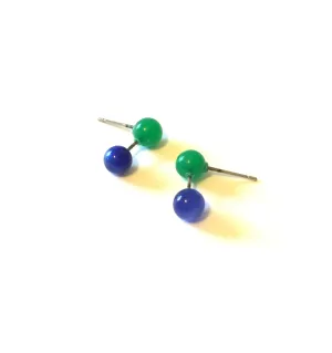 Emerald & Blue Moonglow Geo Stud Earrings