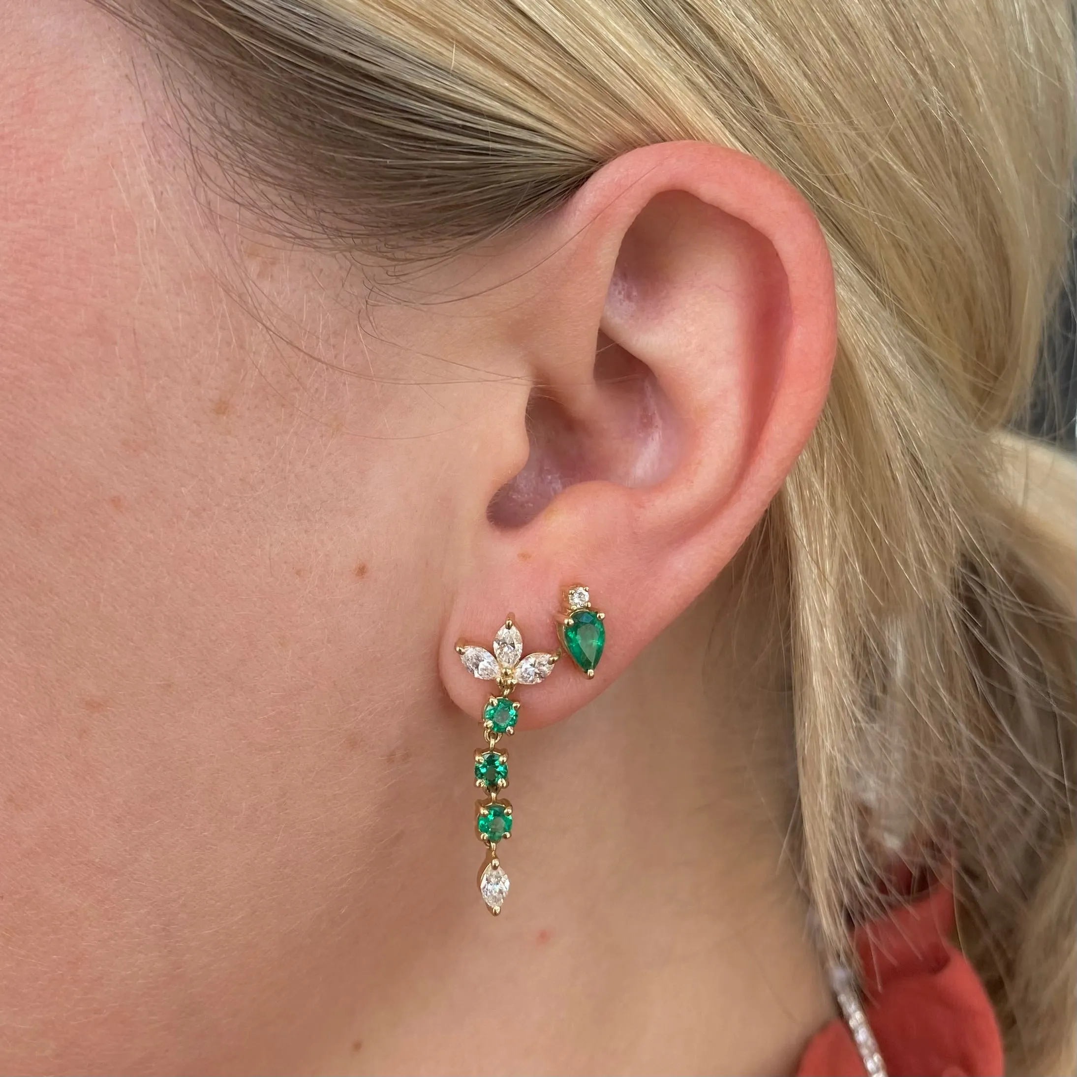 Emerald & Diamond Stud Earrings