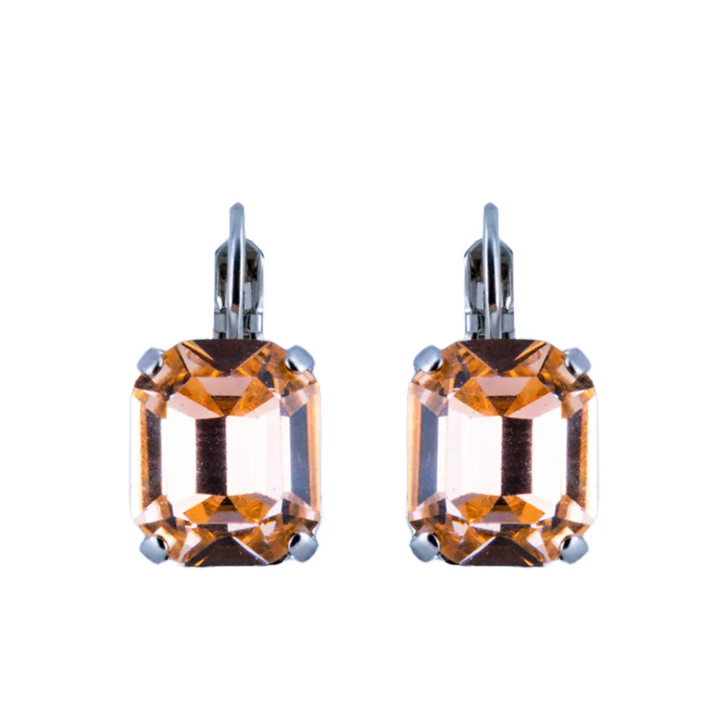 Emerald Cut Leverback Earrings in "Light Peach" *Custom*
