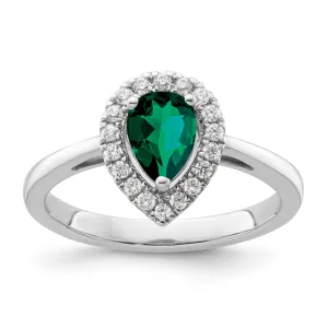 Emerald Diamond Halo Ring