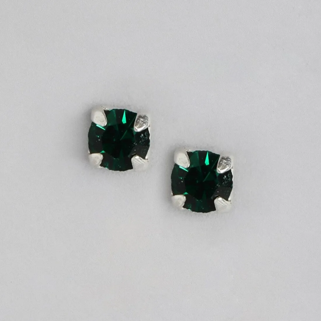 Emerald Elegance 925 Sterling Silver Stud Earrings