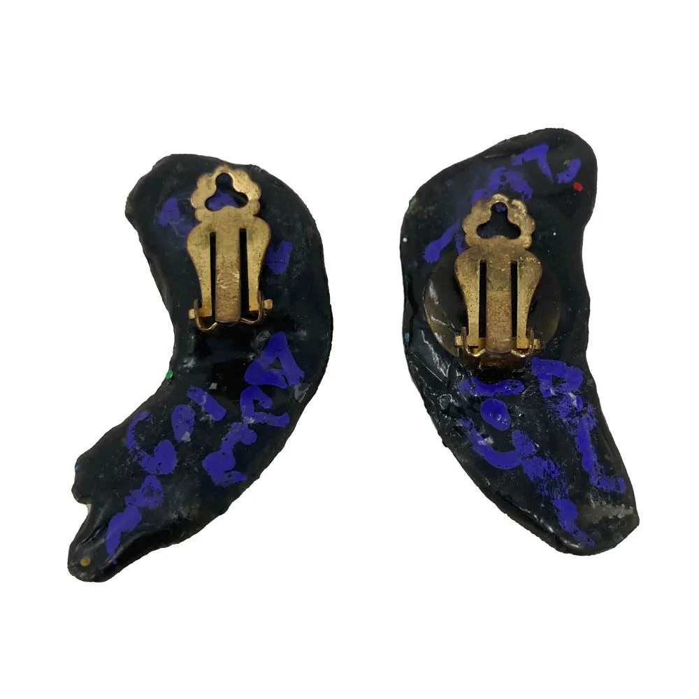 EMERALD GREEN SPLATTERED CLIP-ON EARRINGS, 2002