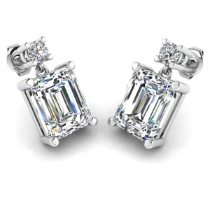 Emerald Shape Lab Grown Diamond Drop Earrings EDEMD