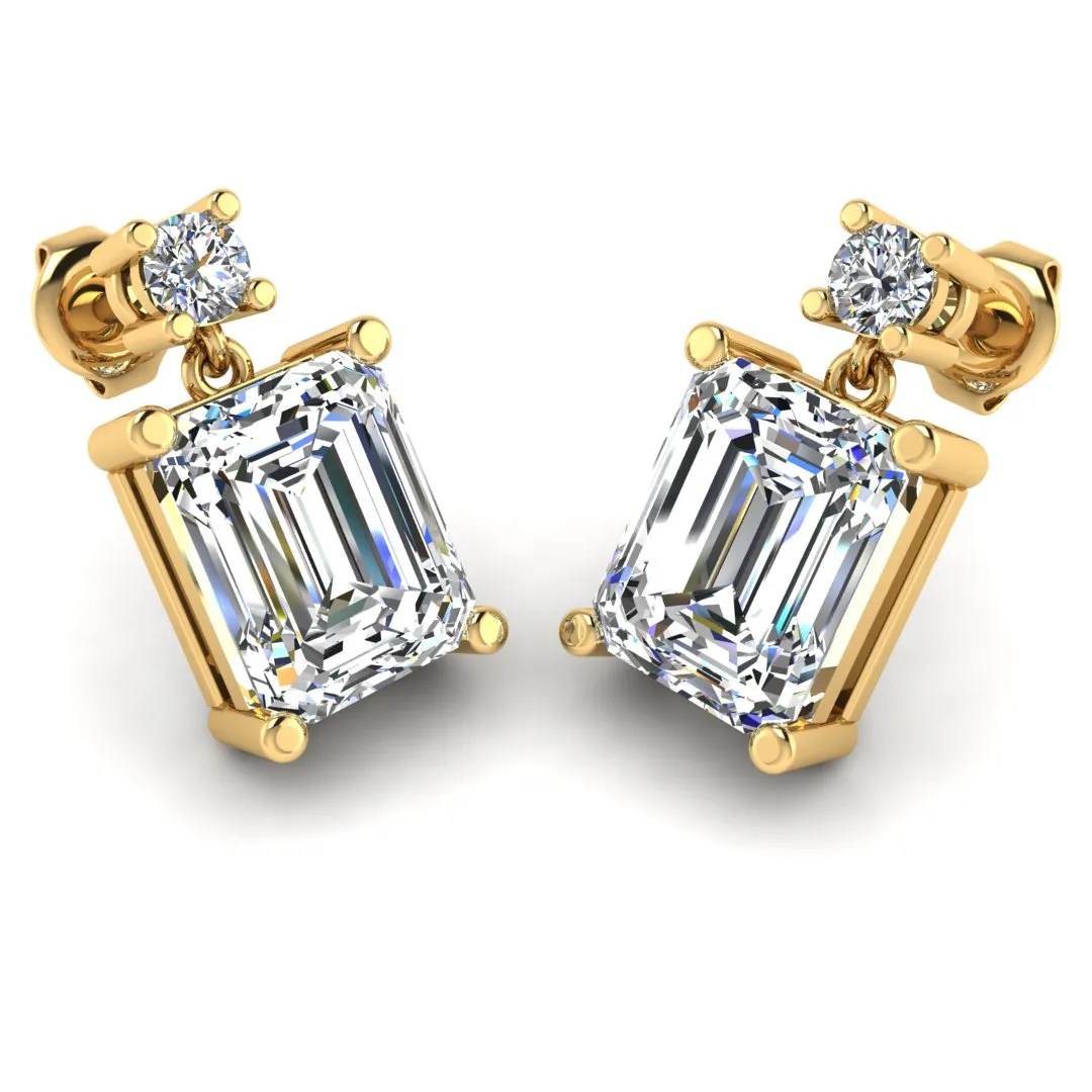 Emerald Shape Natural Diamond Drop Earrings EDEMD