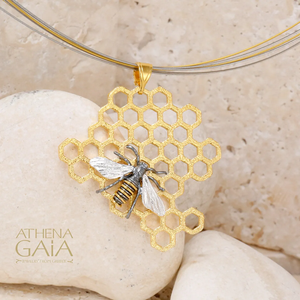 Faithful Honey Bee and Comb Necklace (Large)