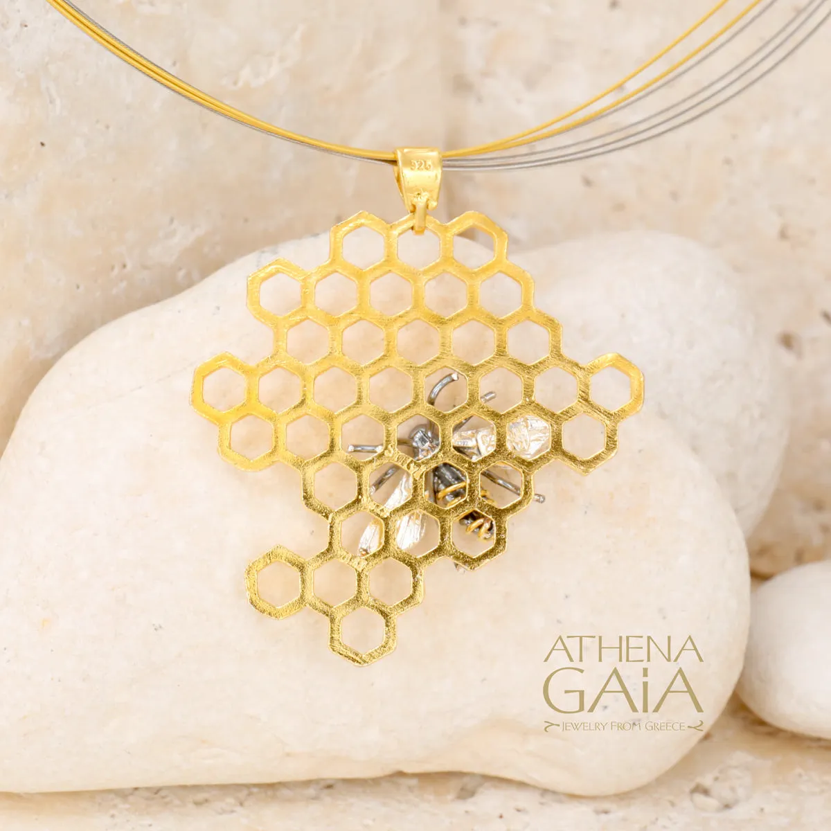 Faithful Honey Bee and Comb Necklace (Large)