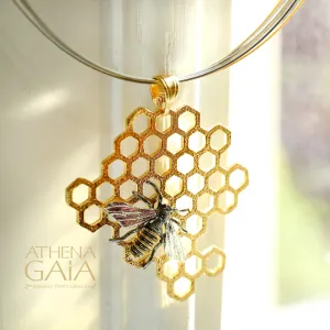 Faithful Honey Bee and Comb Necklace (Large)