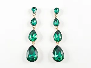 Fancy Classic 5 Drop Emerald Crystal Dangle Fashion Earrings