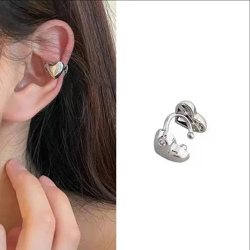 Fashion Exquisite Rhinestone Decor Ear Cuff earring for Woman C Shape Metal Zircon Ear Bone Clip No Pierced Earring Jewelry Gift