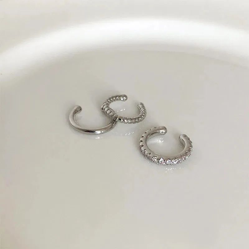 Fashion Exquisite Rhinestone Decor Ear Cuff earring for Woman C Shape Metal Zircon Ear Bone Clip No Pierced Earring Jewelry Gift