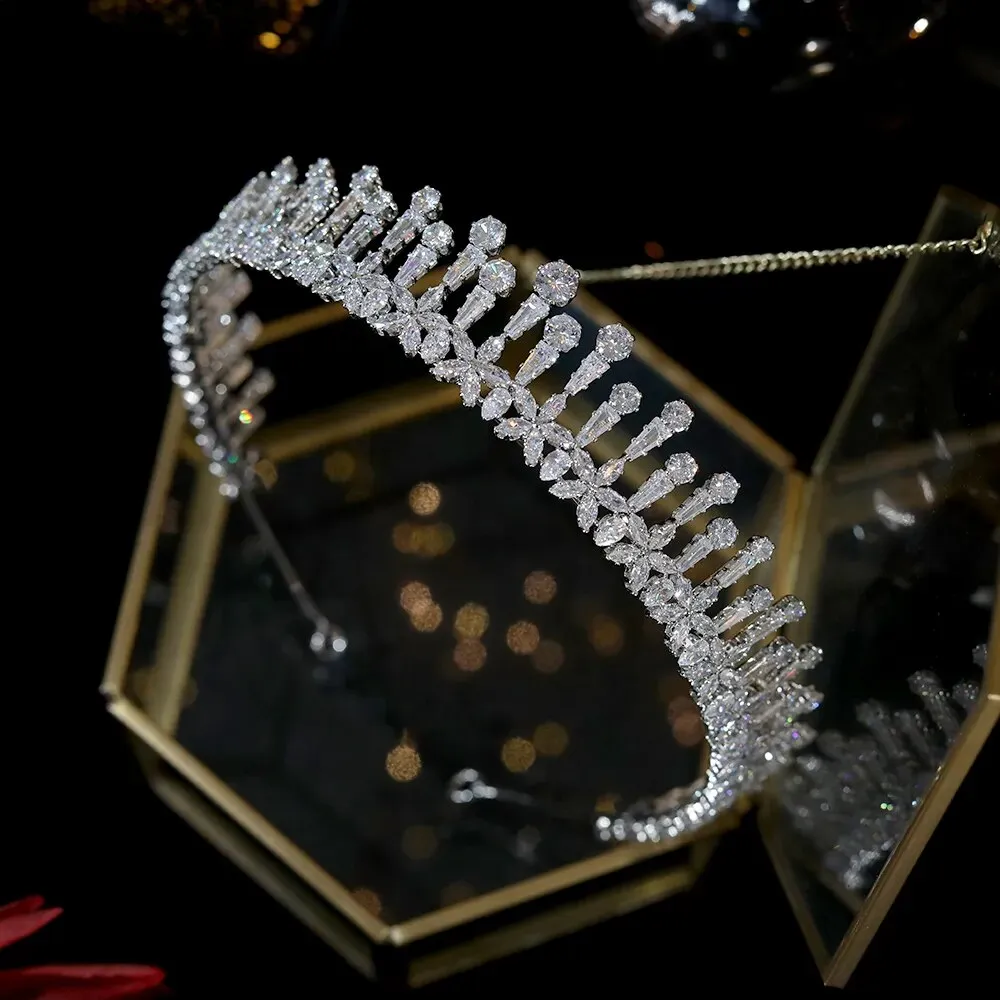 Fashion Flower Cubic Zirconia Bridal Crown