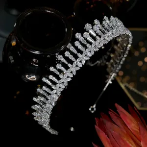 Fashion Flower Cubic Zirconia Bridal Crown