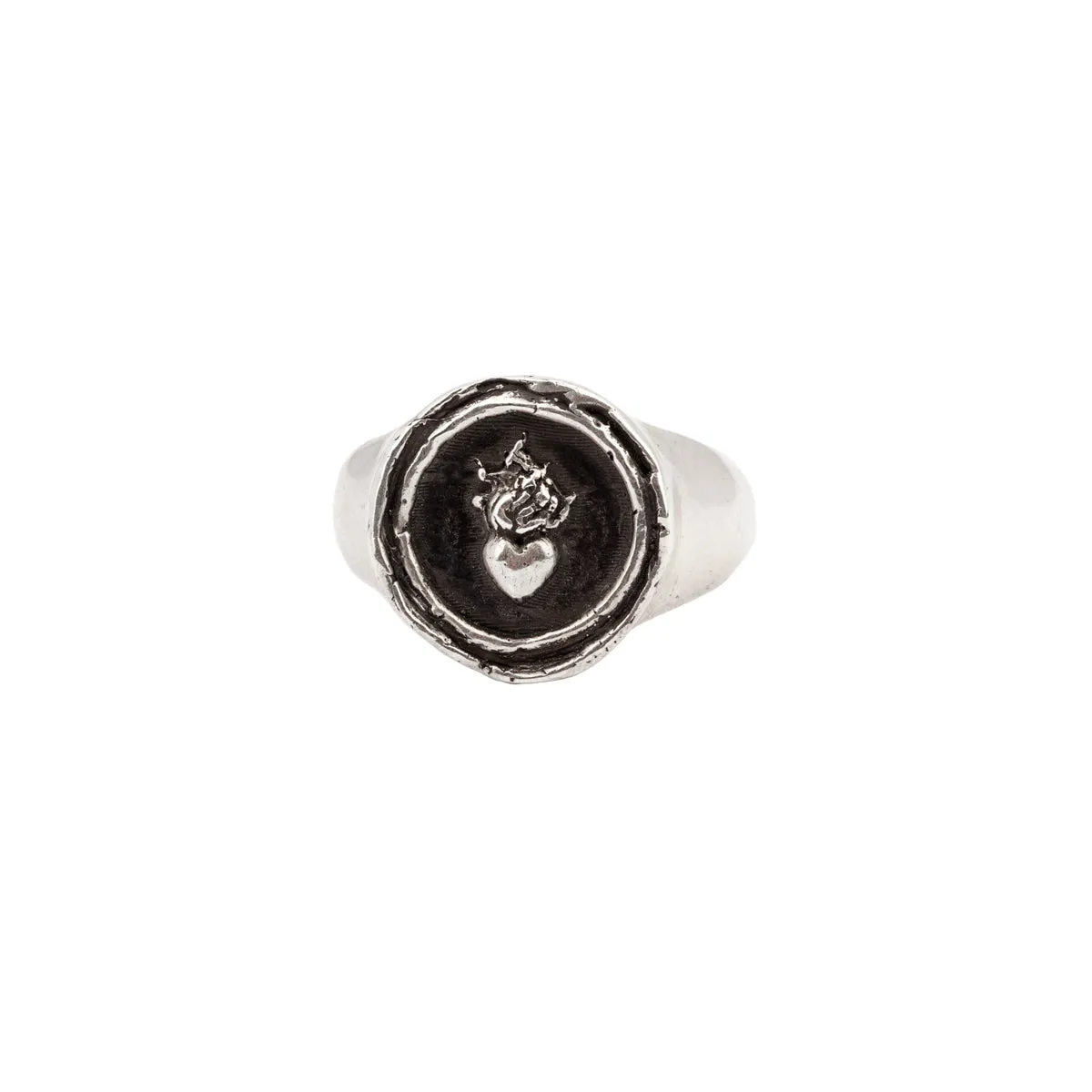 Flaming Heart Signet Ring