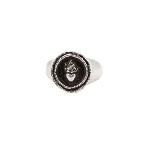 Flaming Heart Signet Ring