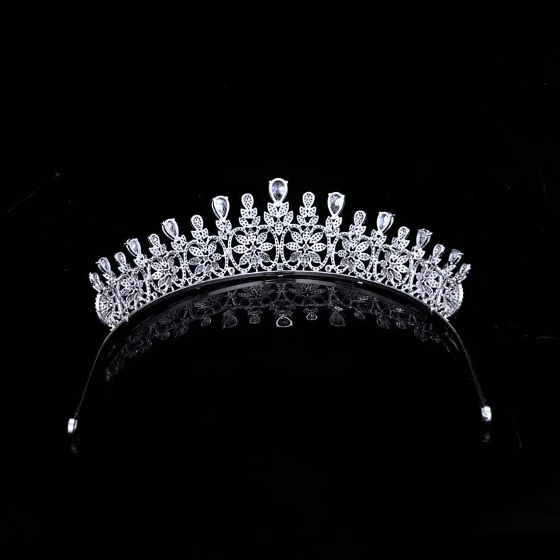 Flower Wedding Tiara,Zirconia Tiaras Diadem for Bride,Prom,Party,Gatherings Head Accessories,Hair Accessories for Women