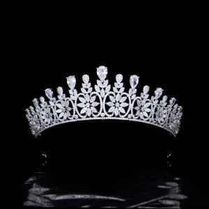 Flower Wedding Tiara,Zirconia Tiaras Diadem for Bride,Prom,Party,Gatherings Head Accessories,Hair Accessories for Women
