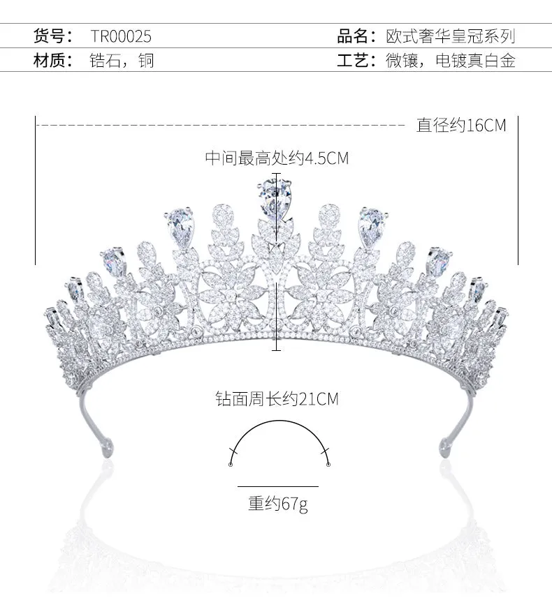 Flower Wedding Tiara,Zirconia Tiaras Diadem for Bride,Prom,Party,Gatherings Head Accessories,Hair Accessories for Women