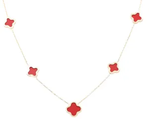 Flowers Coral Color Stone Necklace