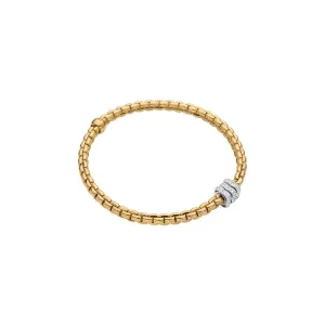 Fope Eka Collection 18k Yellow Gold Flex'It Bracelet with Diamond Rondels - Size Small