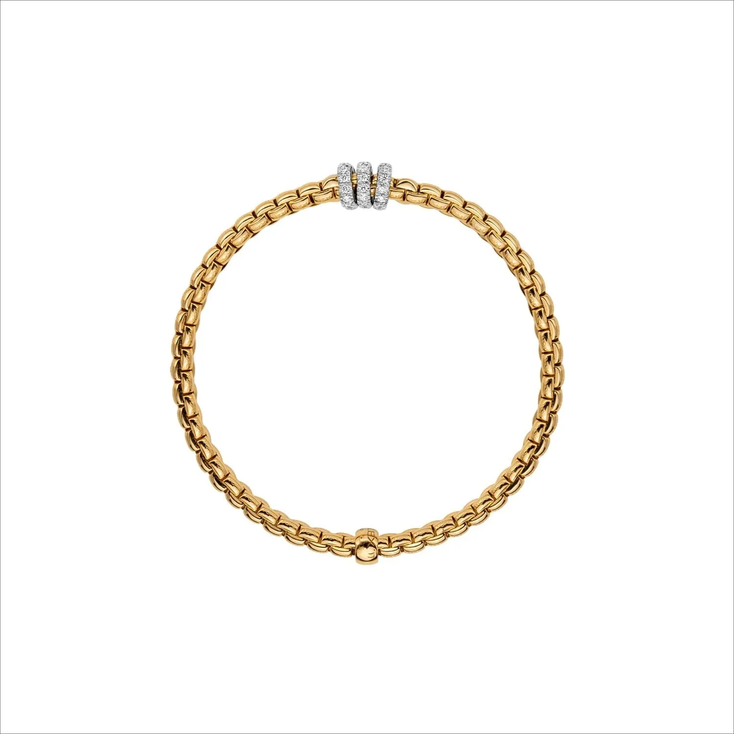 Fope Eka Collection 18k Yellow Gold Flex'It Bracelet with Diamond Rondels - Size Small