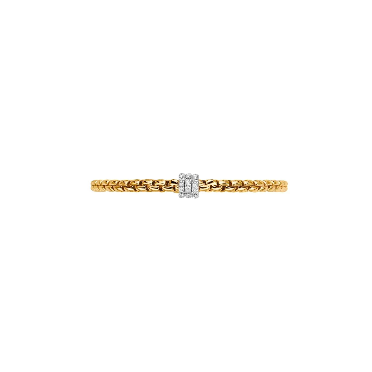 Fope Eka Collection 18k Yellow Gold Flex'It Bracelet with Diamond Rondels - Size Small