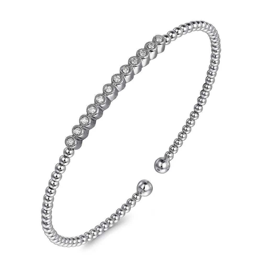 Gabriel & Co. 14K White Gold Bujukan Bead Diamond Bangle