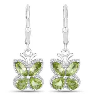 Gemstone Butterfly Earrings in Sterling Silver-Amethyst, Garnet, Peridot or Topaz