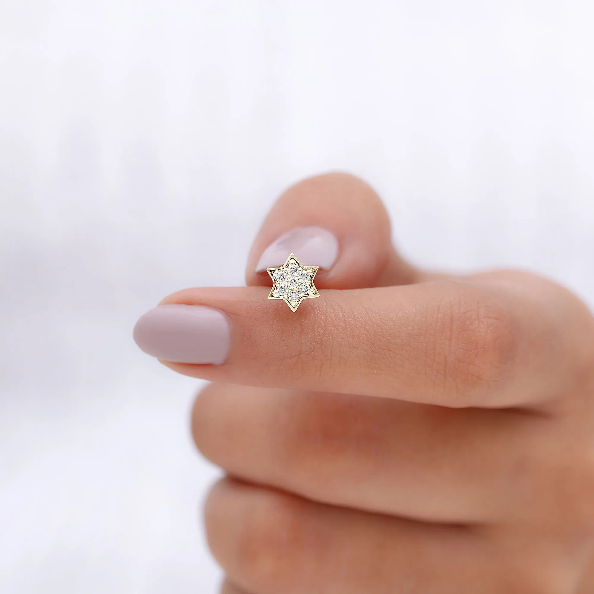 Genuine Diamond Star Earring for Helix Piercing