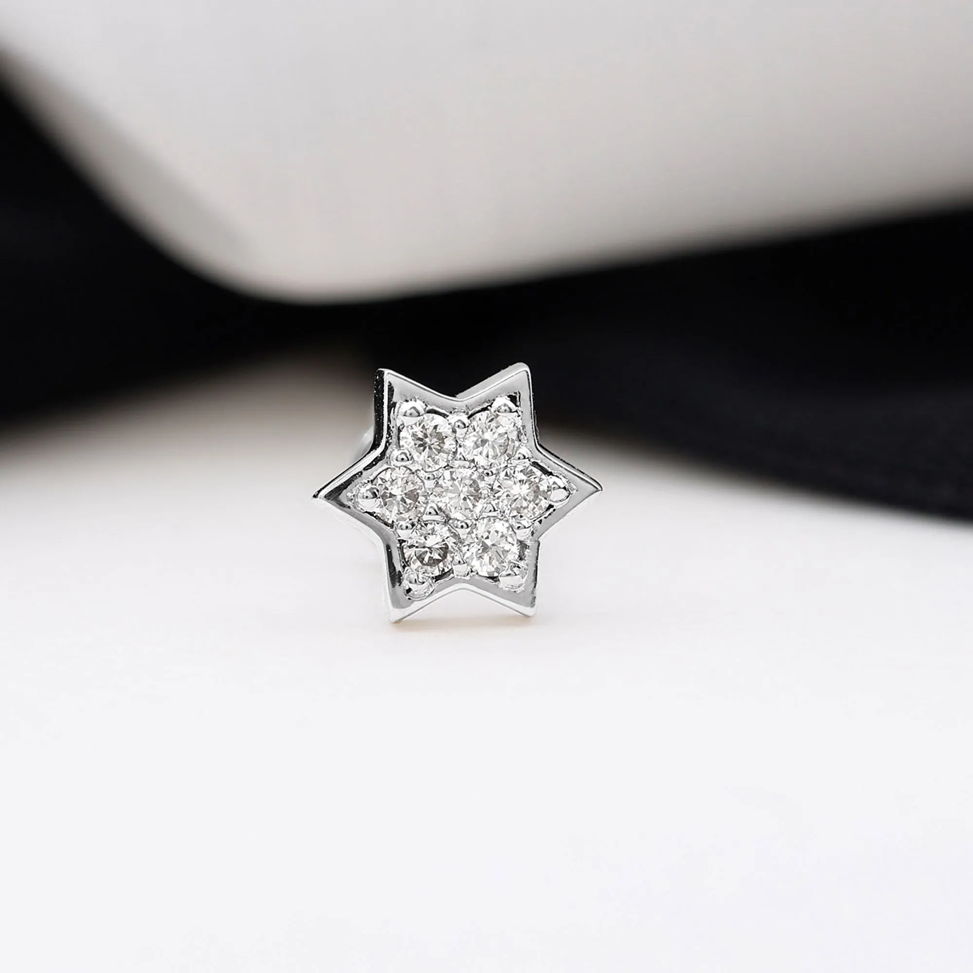 Genuine Diamond Star Earring for Helix Piercing