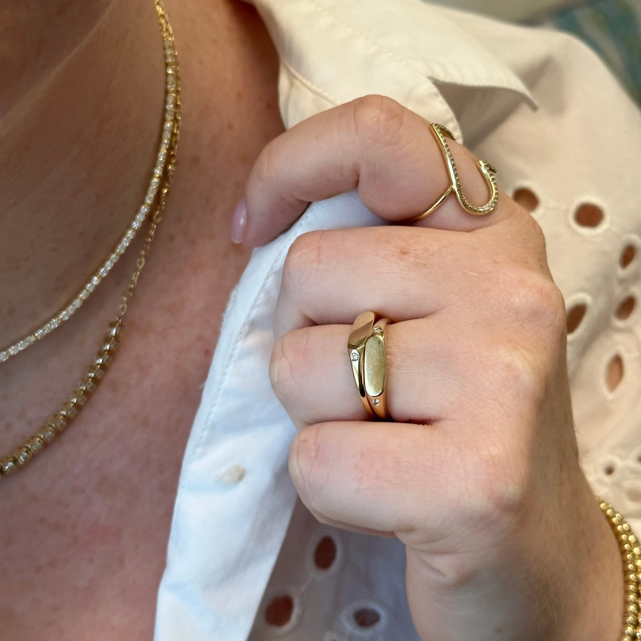 Gold Bar Signet Ring