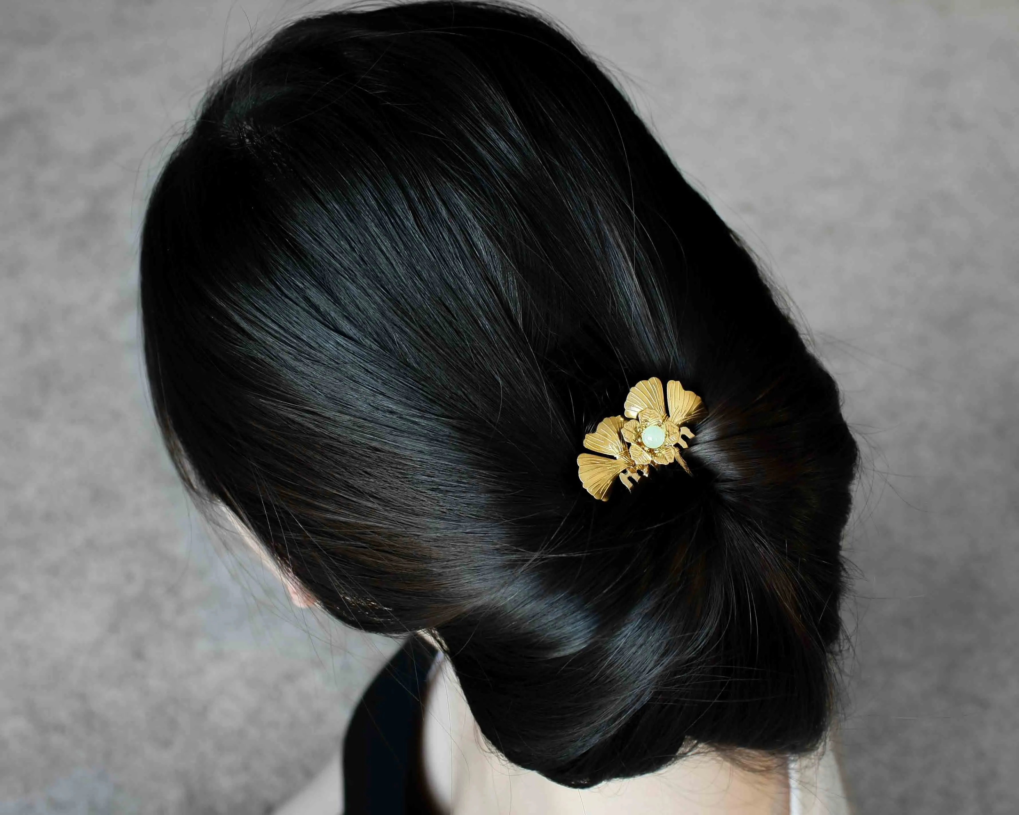 Gold Ginkgo Hair Comb