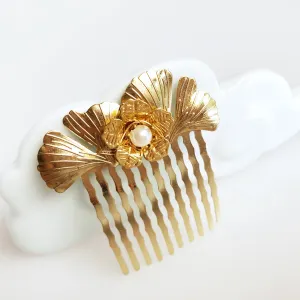 Gold Ginkgo Hair Comb