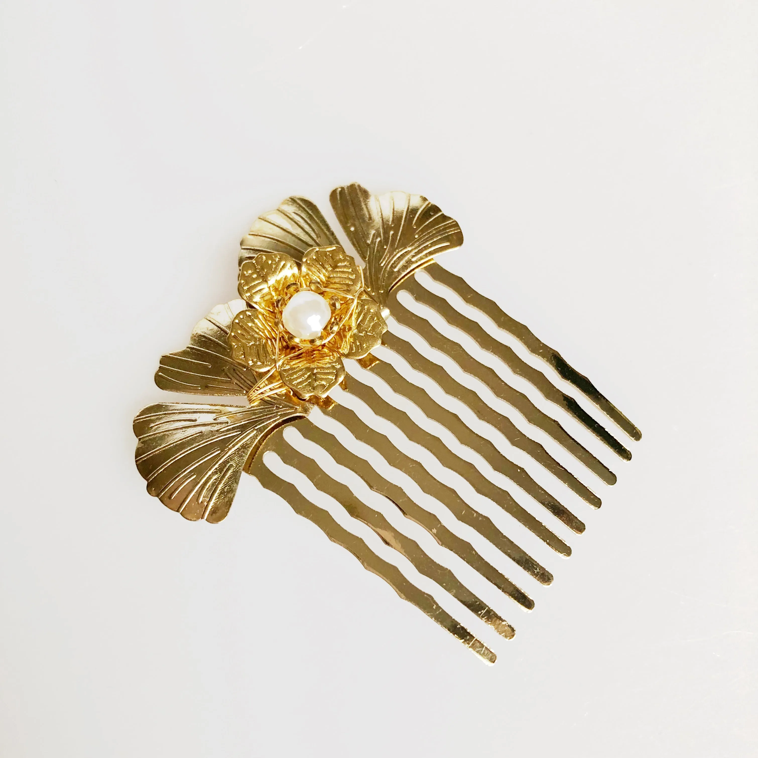 Gold Ginkgo Hair Comb