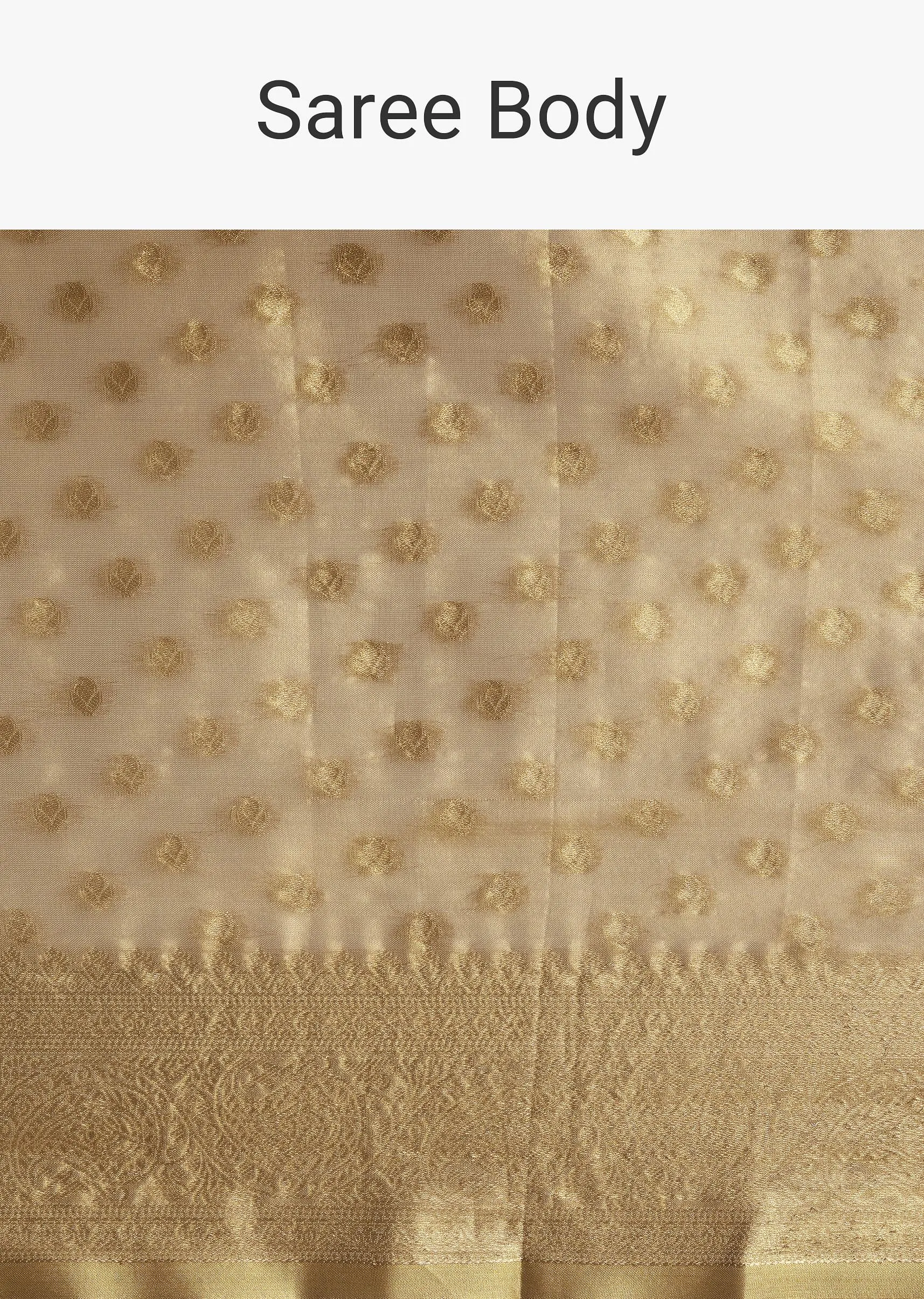 Gold Silk Saree With Jaal Work