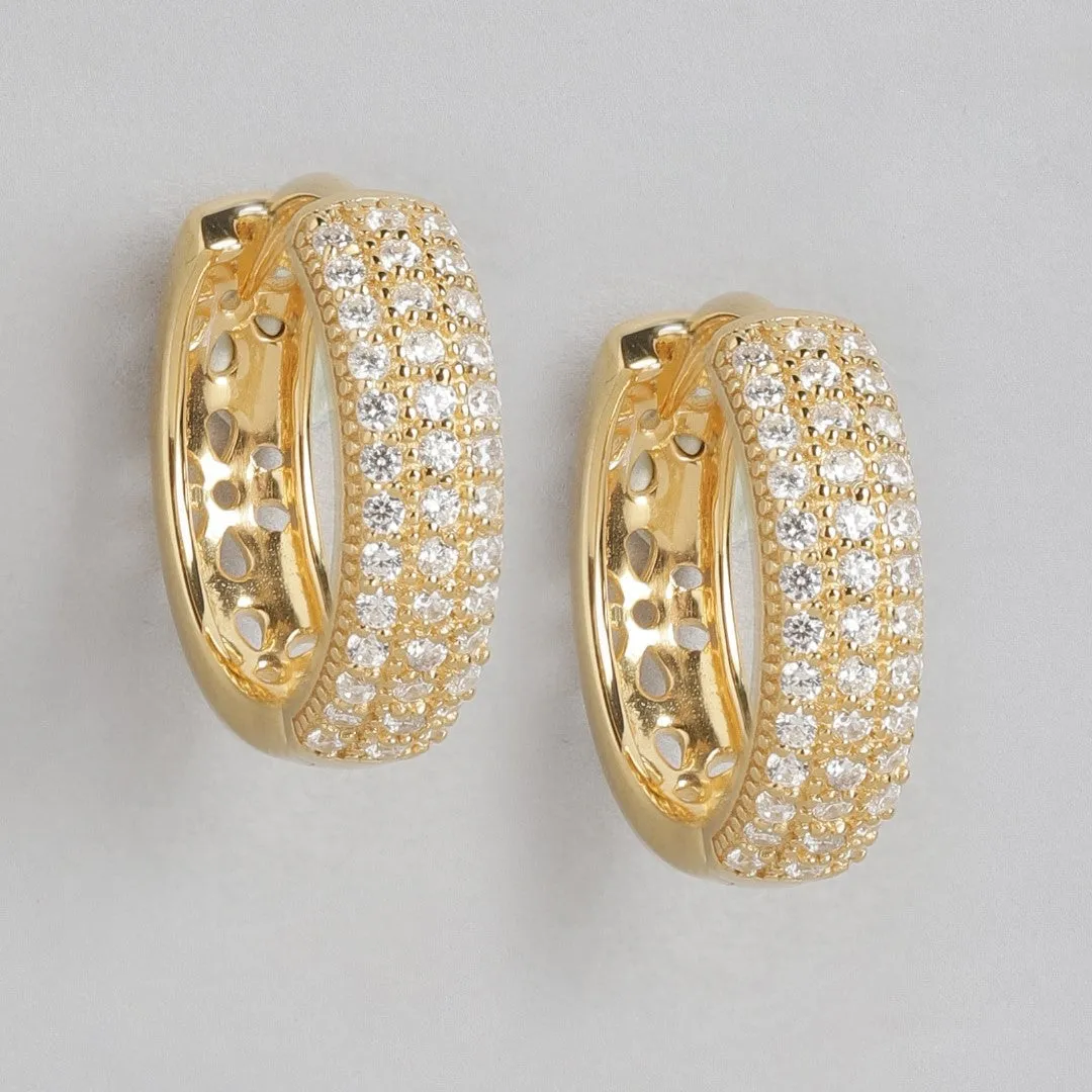 Golden Radiance Gold-Plated 925 Sterling Silver Hoop Earrings