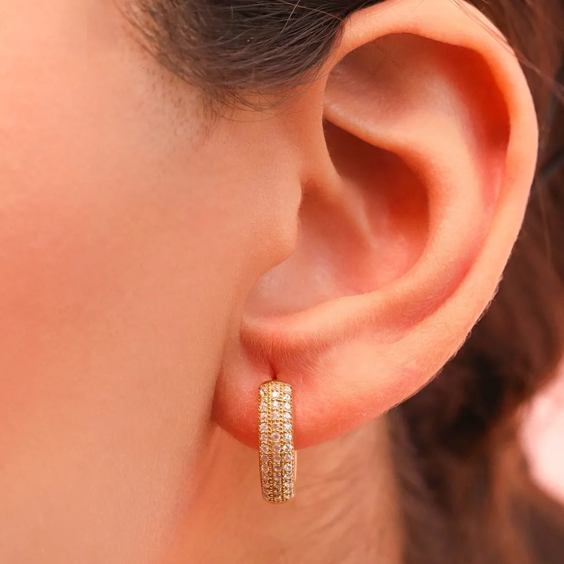 Golden Radiance Gold-Plated 925 Sterling Silver Hoop Earrings
