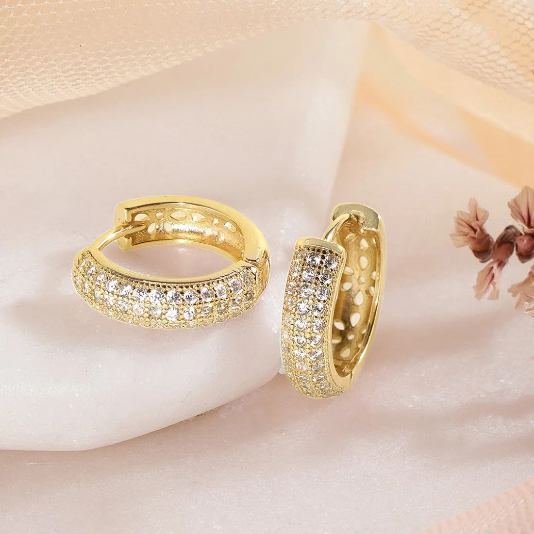 Golden Radiance Gold-Plated 925 Sterling Silver Hoop Earrings