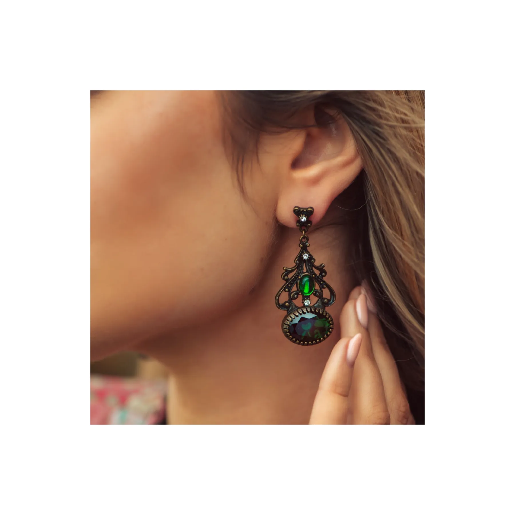 Green Stone FOB Earrings