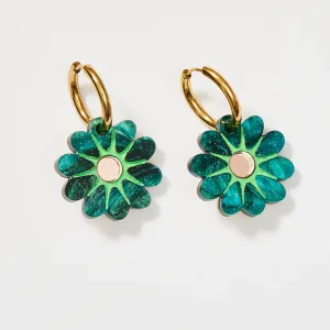 Hattie Earrings - Emerald & Rose