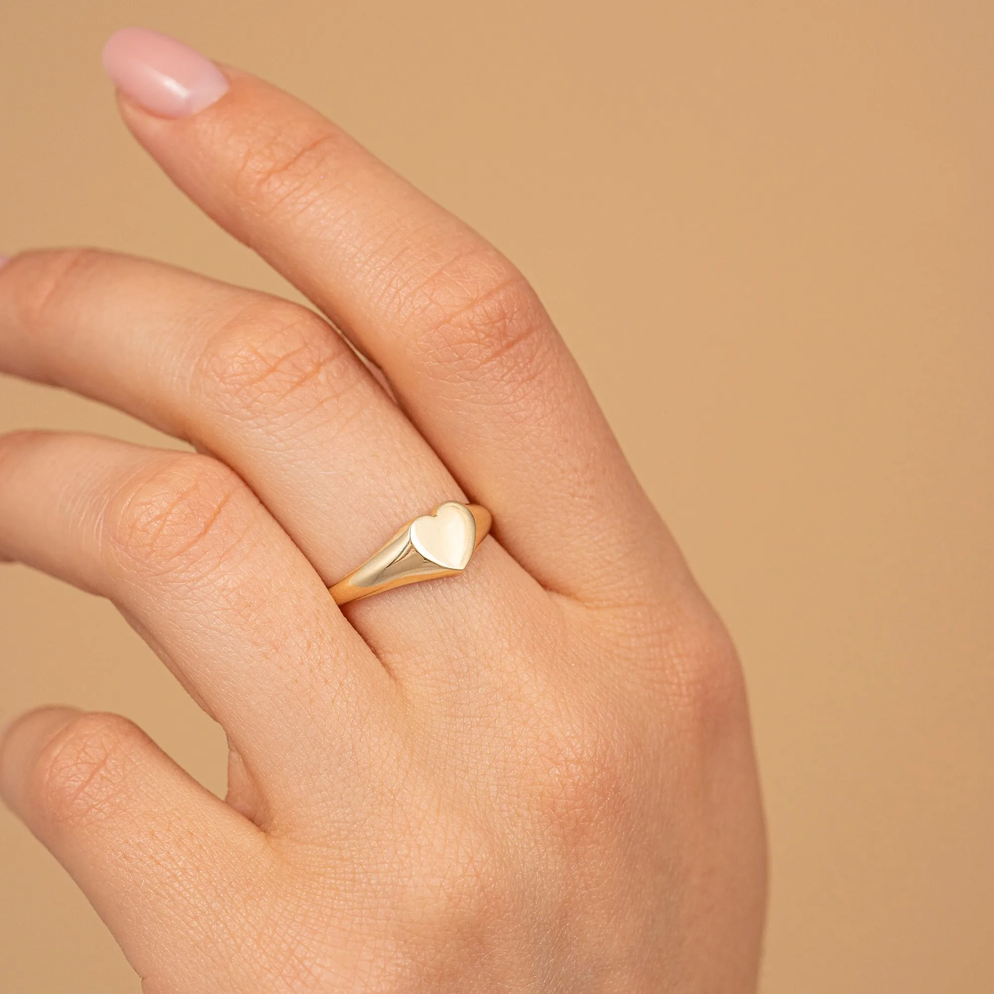 Heart Signet Ring In Solid Gold, Kate