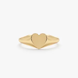 Heart Signet Ring In Solid Gold, Kate