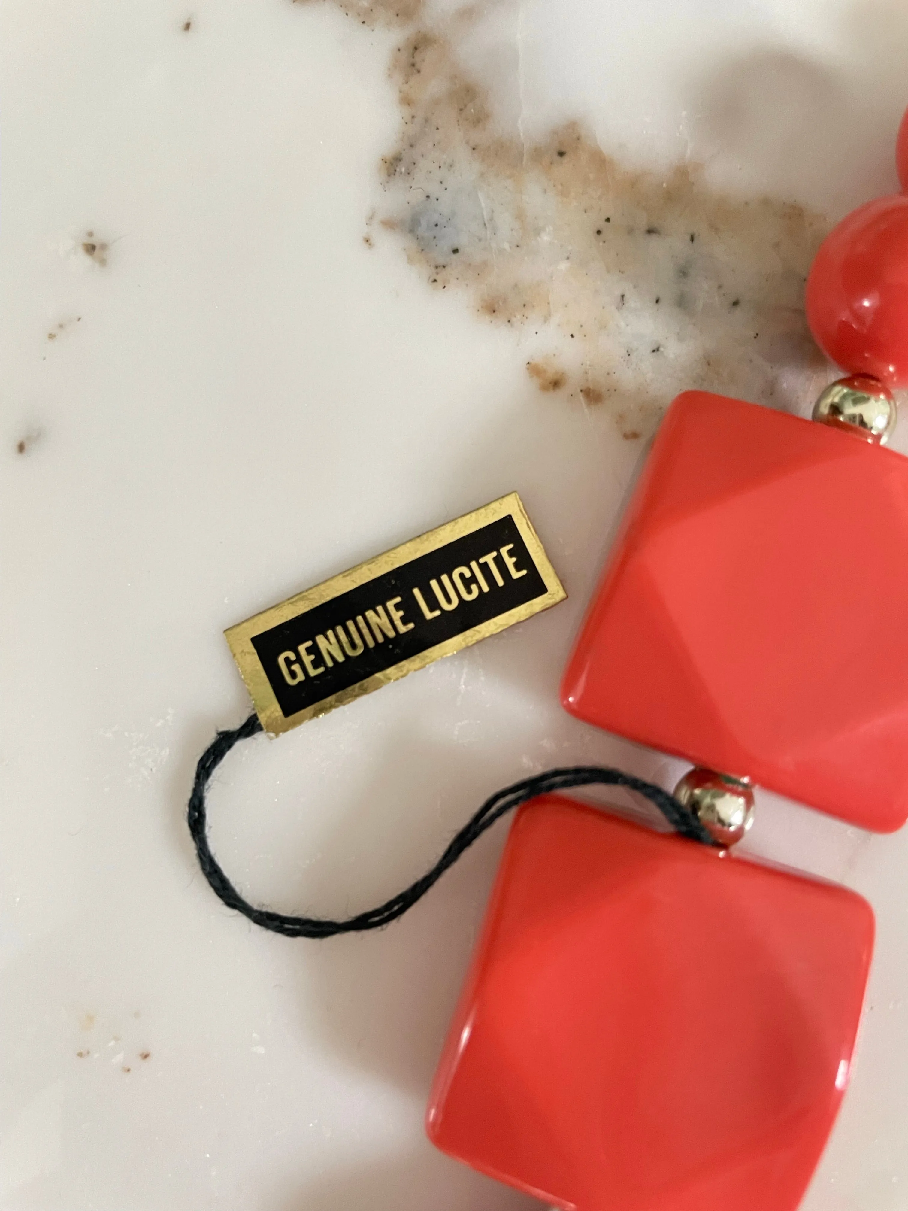 Hex Coral Lucite Necklace
