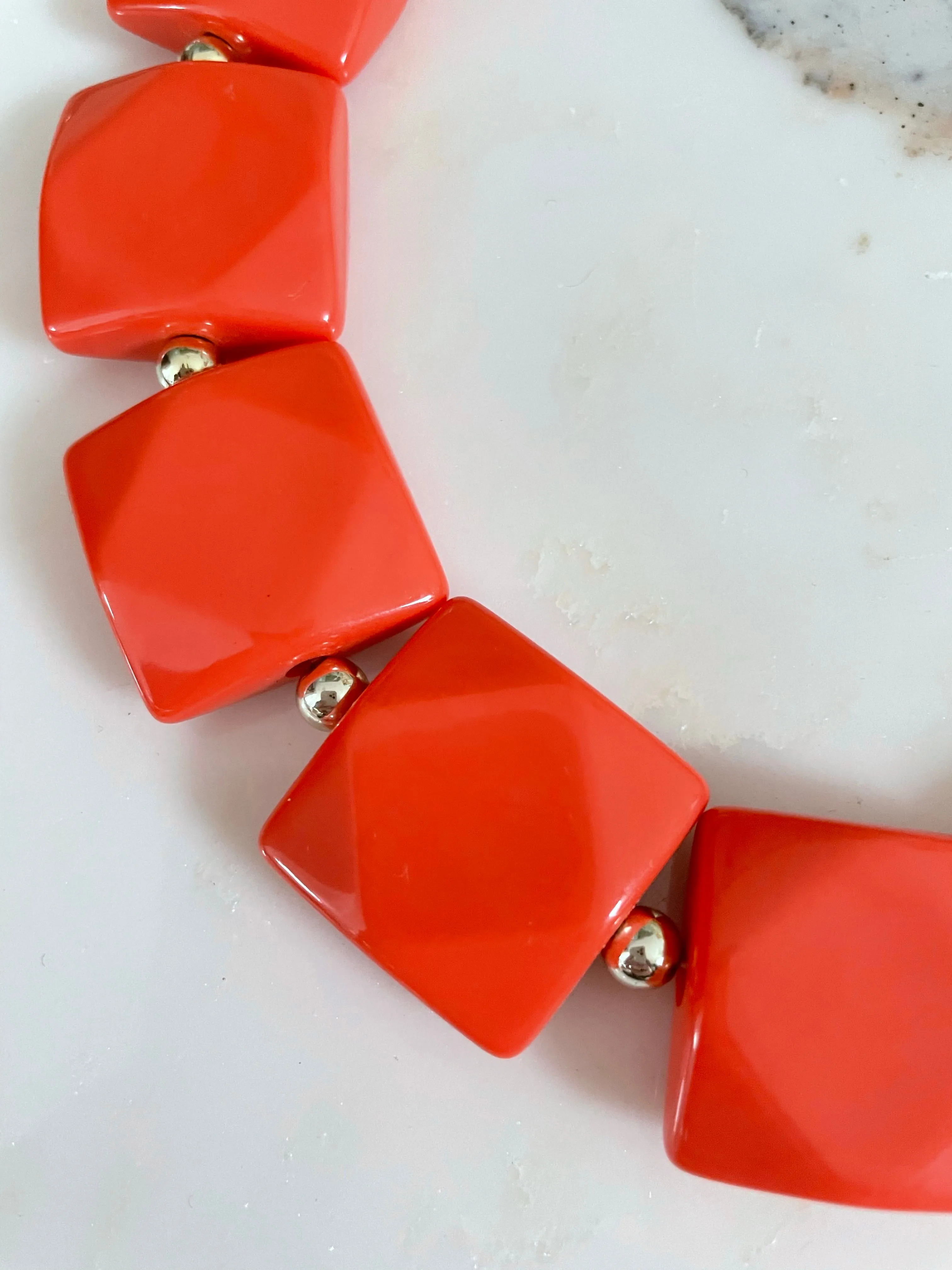 Hex Coral Lucite Necklace