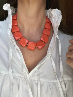 Hex Coral Lucite Necklace
