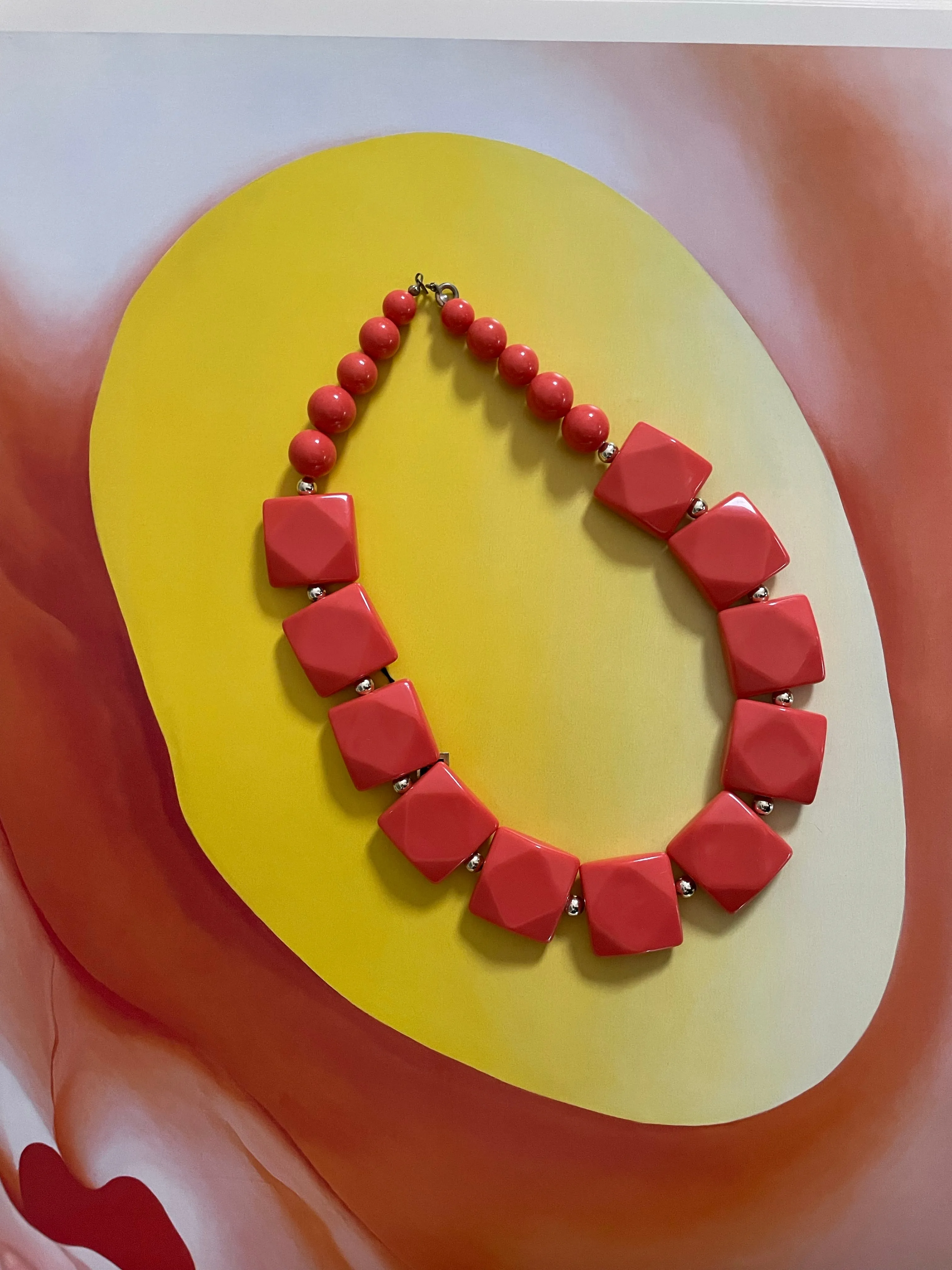Hex Coral Lucite Necklace
