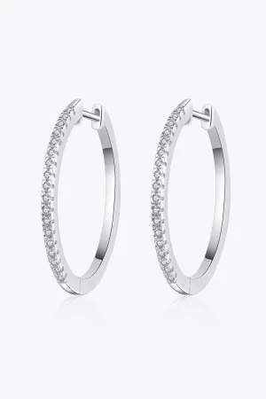 Hoop Earrings Moissanite Situated Diamonds 925 Sterling Silver Medium Size Women's Jewelry